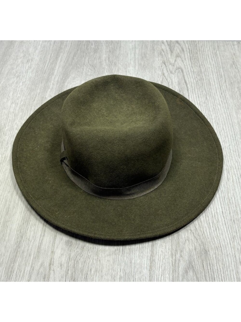 LL Bean Hat Mens 100% Wool Green Fedora Made In USA Freeport Maine P705